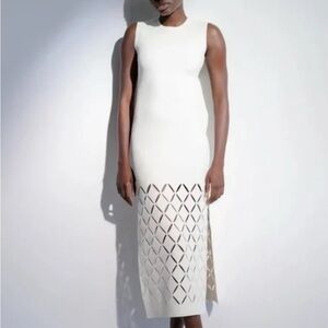 St. John White Sleeveless Cut Out Dress